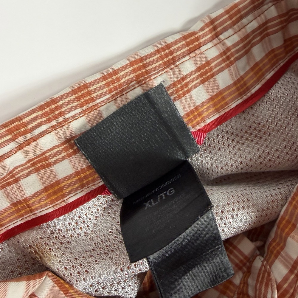 The North Face Men's Short Sleeve‎ Button Down Shirt Checkered Orang White XL - Picture 5 of 5